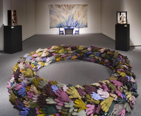 ANN STODDARD archive: "conduit" : sculpture and paintings 800 stuffed, painted work gloves