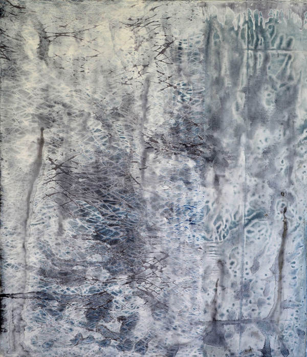 AUGUSTE  RHONDA  TYMESON choosing my confessions cyanotype emulsion on pieced canvas