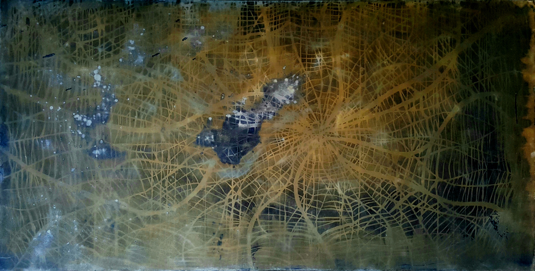 AUGUSTE  RHONDA  TYMESON webs cyanotype on canvas with toner