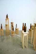 ASHLEY V. BLALOCK UNCATEGORIZED SCULPTURE, 2006 to Pres. Bottles, pine, doilies