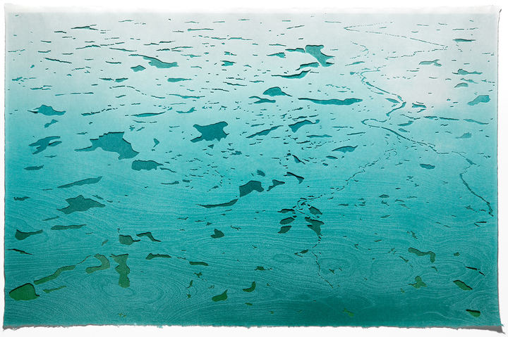 Aspinwall Editions Lost City Series Two-layer perforated woodblock print on Kozo #8 paper