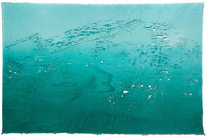 Aspinwall Editions Lost City Series Two-layer perforated woodblock print on Kozo #8 paper