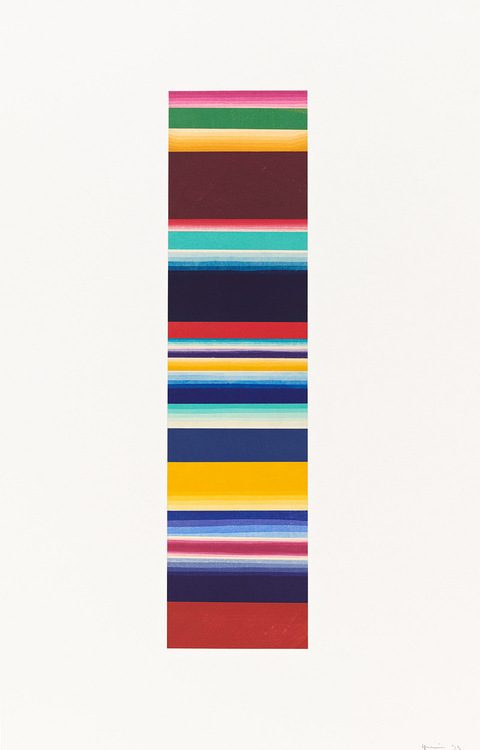 Aspinwall Editions Multicolored Stripes in a Shape II Collaged woodcut