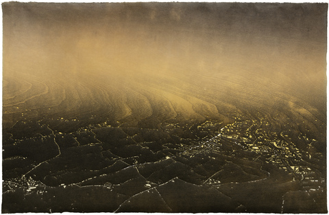 Aspinwall Editions Aerial: Fire Sky series Two-layer perforated woodblock print on Kozo #8 paper