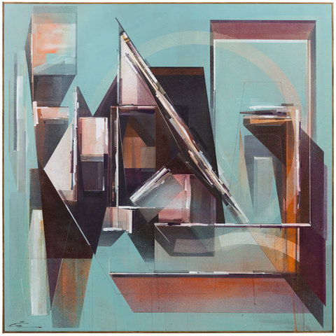 Augustine Kofie Paintings Acrylic polymers on primed cotton duck canvas; finished in satin varnish; strip framed in dark wood by artist. 