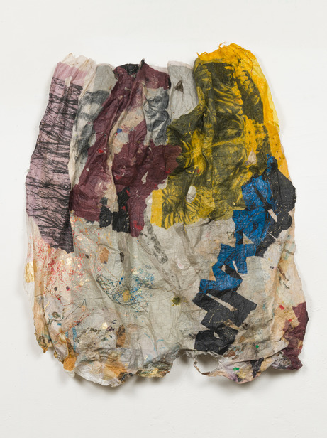Barbara Straussberg Prints to Pleats Handmade Paper, Acrylic, Paper Lithograph Print and Collage