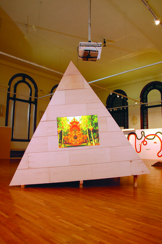Barbara Gallucci Sculpture and Installation 2"x4"s plywood and video projections 