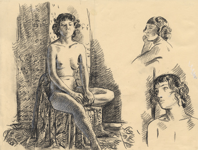 Charles Basman  Nudes Charcoal and white chalk on paper