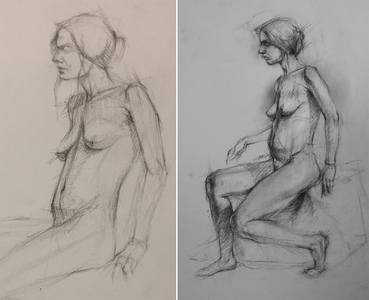 Bob Langnas Some Observational Work graphite (left), charcoal (right)