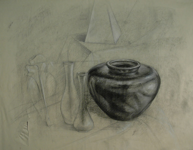 Bob Langnas Some Observational Work charcoal and white conte