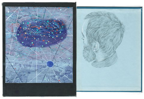 Brian Hitselberger Diptychs 2014 Graphite, chalk, oil on found surfaces