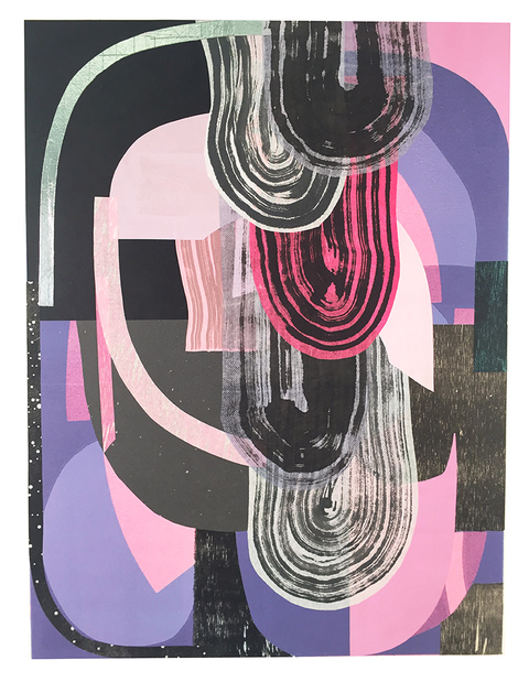 Brian Hitselberger Works on Paper 2018-19 Monotype, print collage, metal foil on paper