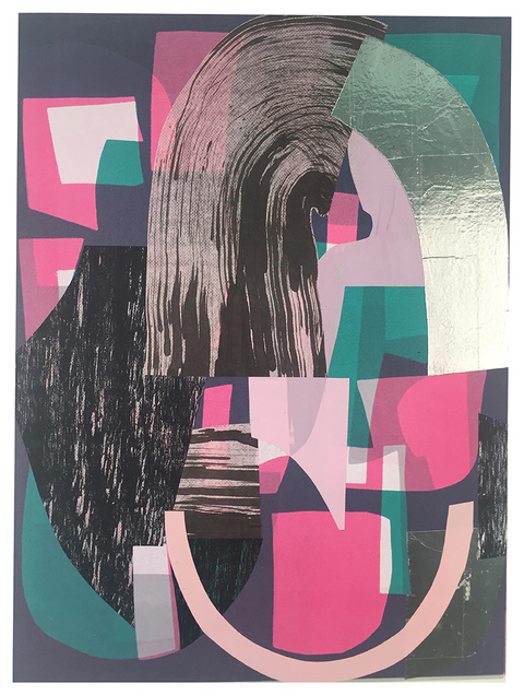 Brian Hitselberger Works on Paper 2018-19 Monotype, print collage, metal foil on paper
