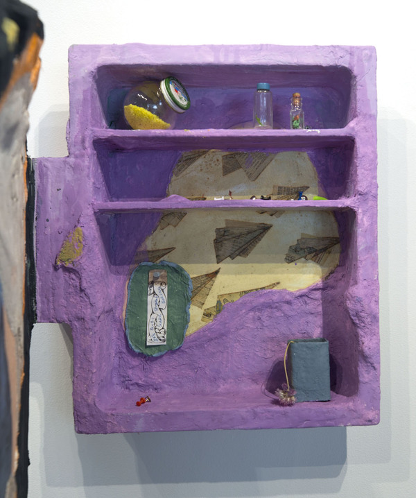 BRITTA URNESS objects medicine cabinet, acrylic, plaster, celluclay, mixed media