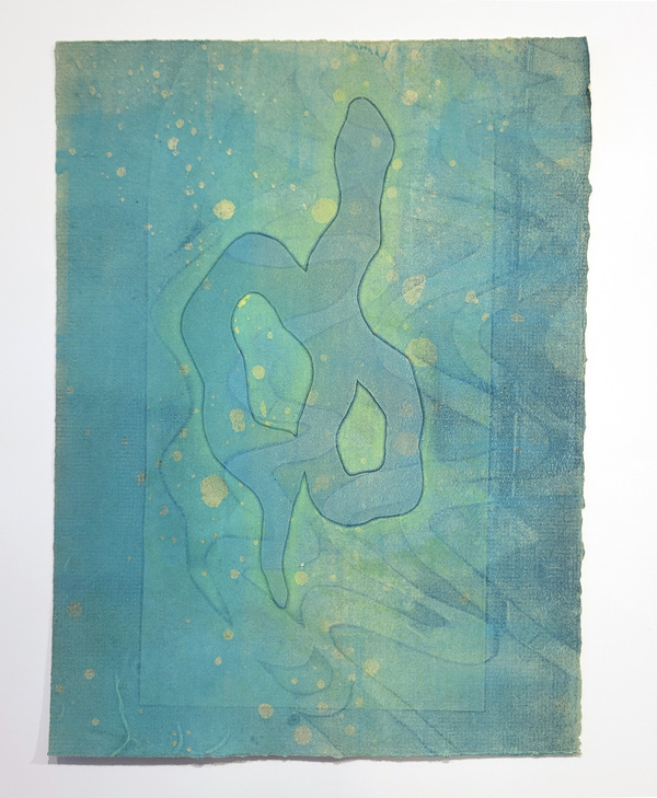 BRITTA URNESS saucers and serpents monoprint with colored pencil