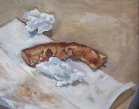 Pizza leftovers NATURE MORTE and not so morte oil on canvas