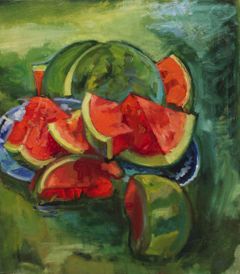 Watermelon NATURE MORTE and not so morte oil on canvas