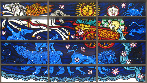 Cappy Thompson Sea-Tac Airport Vitreous enamels on glass