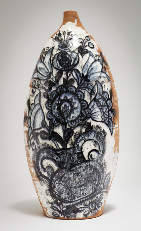 Cappy Thompson Ceramics: Vessels Terra cotta with underglazes