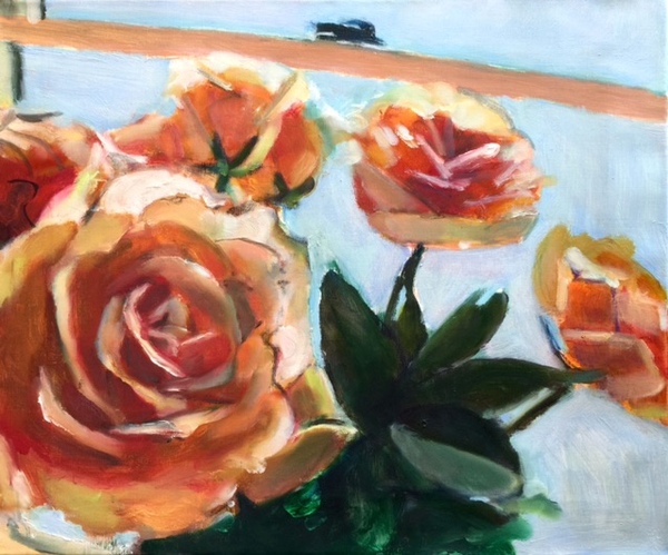 Orange Roses at the Window