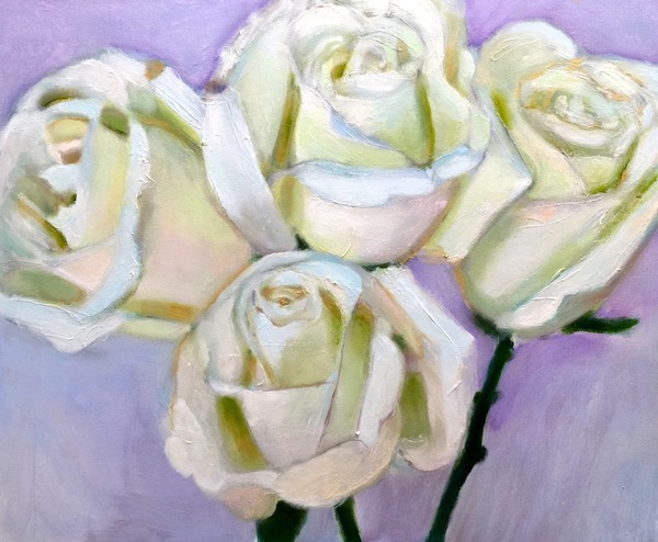 White Roses with Purple Background