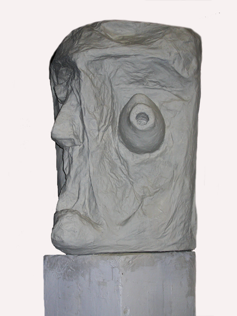 Carol Bruns figures and masks styrofoam, paper, gesso, paint