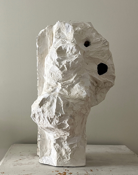 Carol Bruns Sculpture 2019-2023 packing carton, paper, gesso