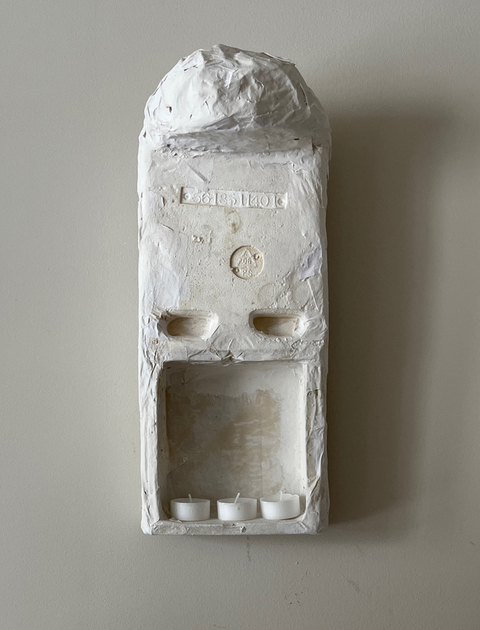 Carol Bruns Sculpture 2019-2022 styrofoam, paper, candles, gesso