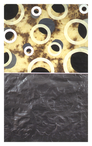 Carole Seborovski Work on Paper Varnish, graphite, spray enamel, paper collage