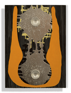 Carole Seborovski Object Paintings Flashe', glass powder, aluminum leaf, latex acrylic, wood on canvas.