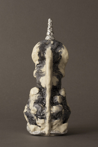 Carole Seborovski Sculpture Fired clay, low-fire glaze, aluminum leaf, epoxy putty.