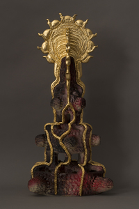 Carole Seborovski Sculpture Gold leaf over epoxy clay, fired clay, spray paint.