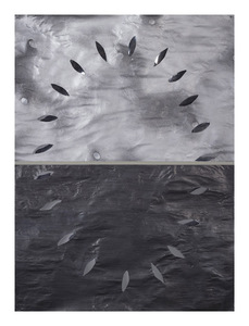 Carole Seborovski Work on Paper Paper collage, spray paint
