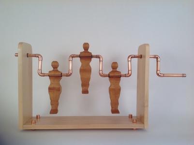 Cassie Hyde Strasser Human Locomotion Poplar and maple woods, copper plumbing pipe