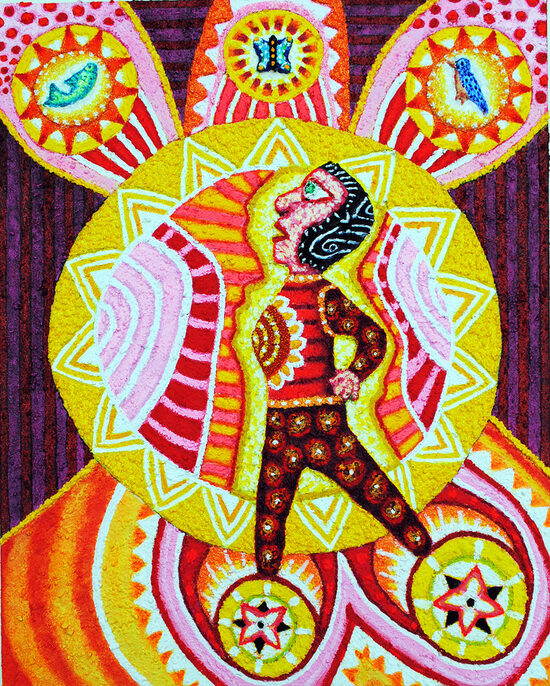 cathy wysocki THE MEANS APPROPRIATE TO A SMALL MOUSE acrylic, beads, ashes, glitter, paperclay, collage on canvas