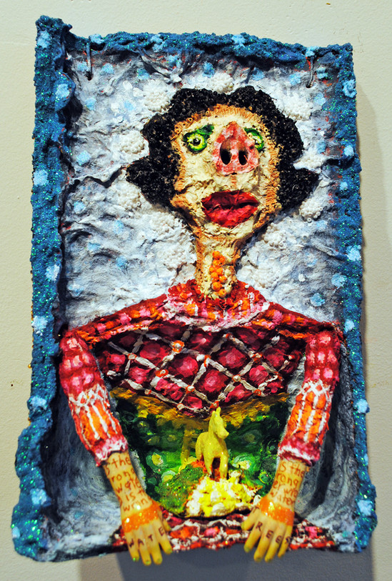 cathy wysocki THE MEANS APPROPRIATE TO A SMALL MOUSE mixed media on cardboard