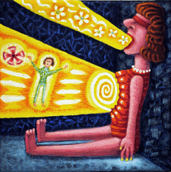 cathy wysocki THE MEANS APPROPRIATE TO A SMALL MOUSE oil and glitter on canvas