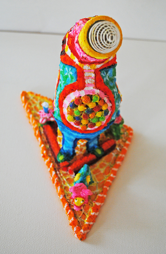 cathy wysocki THE MEANS APPROPRIATE TO A SMALL MOUSE acrylic, glitter, pompoms, beads, sand, string,wire, papier mache, cardboard, wood,plastic filament