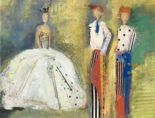 The Queen Paint & Palette Knife Acrylic with mixed media on pane