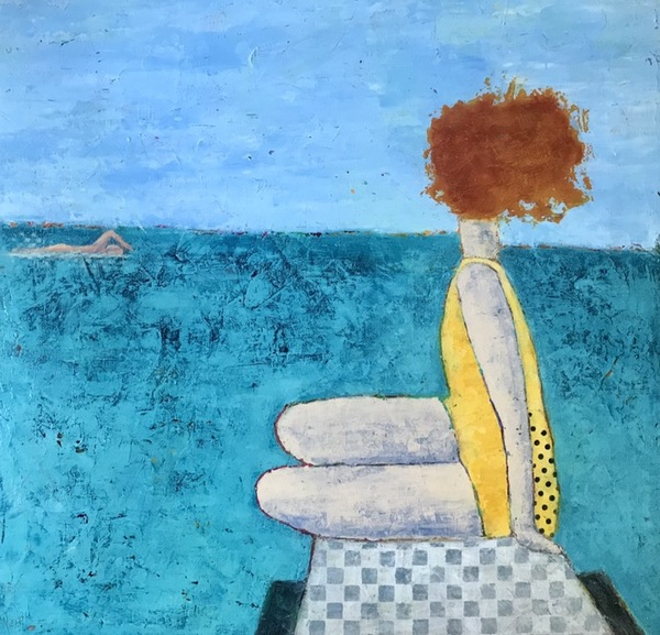 Watching John Swim Paint & Palette Knife Acrylic on panel