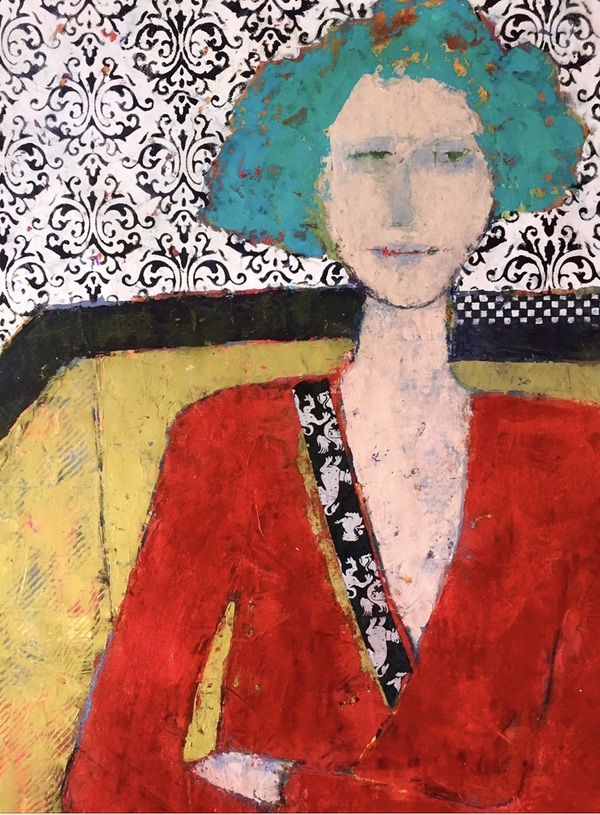 Sylvia in Contemplation Paint & Palette Knife Acrylic on Board