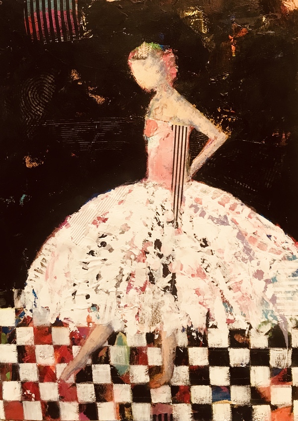Dancing Queen Paint & Palette Knife Acrylic with mixed media on panel