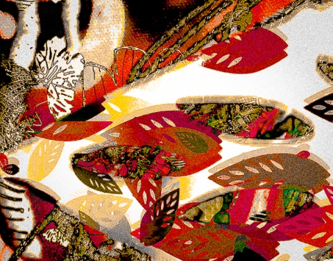 Leaves No. 6 - SOLD LEAVES Resin Pigment Print on Bamboo