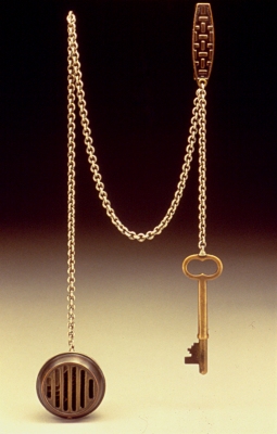 Chris Irick  works from 1994 - 1999 copper, sterling & fine silver, brass, glass