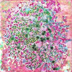 christybomb glitter viruses Glitter, ink, acrylic paint on canvas