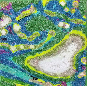 christybomb glitter viruses Glitter, caviar, ink, acrylic paint on canvas