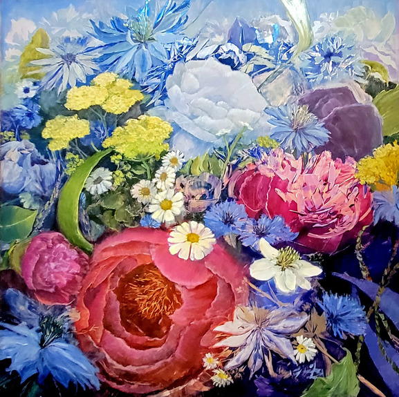 Cynthia K Mullins Contemporary Florals oil on aluminum panel