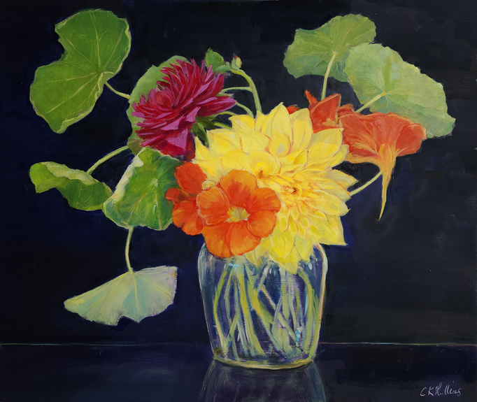 Cynthia K Mullins Contemporary Florals oil on acp