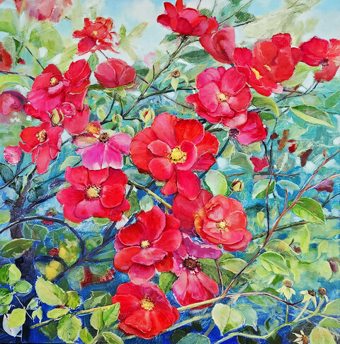 Cynthia K Mullins Contemporary Florals oil on aluminum panel