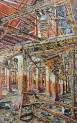 Cindy Tower "Workplace Paintings" Oil on silk